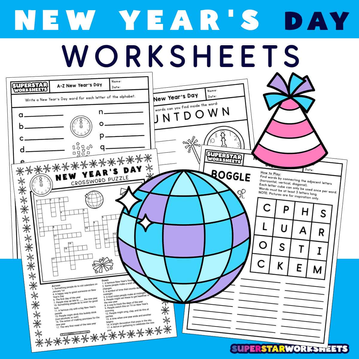 new year's day worksheets (free printables) - superstar worksheets